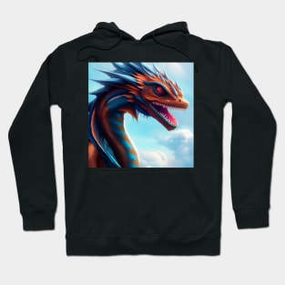 Red Serpentine Dragon with Blue Highlights Hoodie